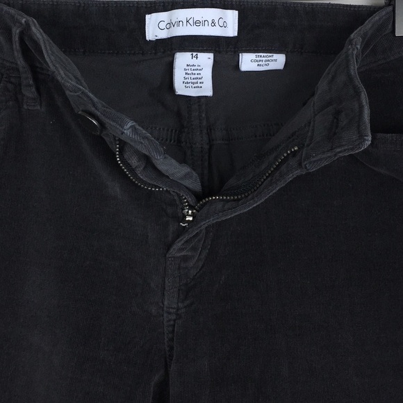 CALVIN KLEIN Pants Corduroy Straight Trousers Grey Charcoal Stretch Plus Size 14 - Picture 3 of 12